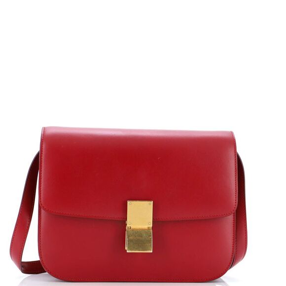 Celine Classic Box Bag Smooth Leather Medium Red - Picture 1 of 8